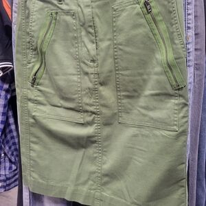 J. Crew Olive Pencil Skirt with Front Pockets